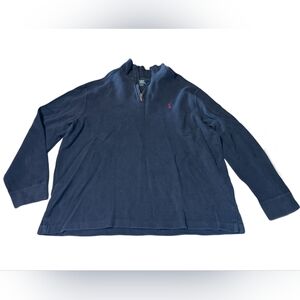 Navy Blue Half-Zip Pullover with Red Logo